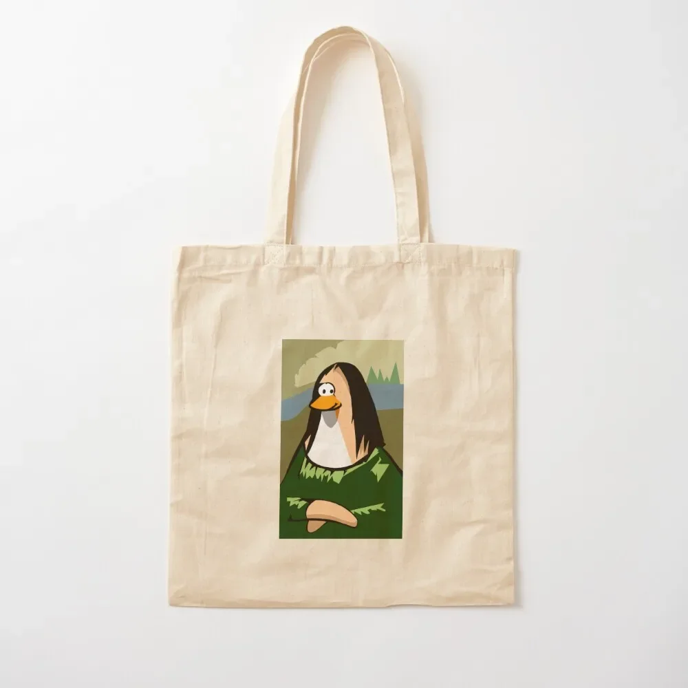 

Club Penguin - Mona Lisa Tote Bag Reusable bags sacs de shopping canvas tote bags Tote Bag