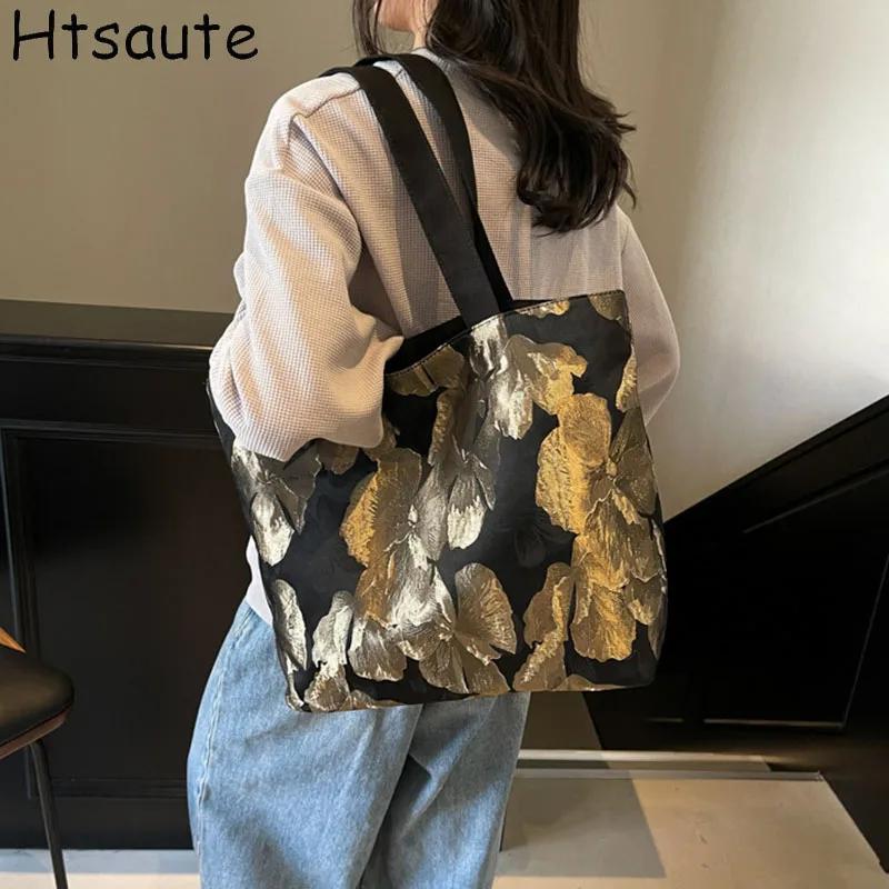 

Повседневная женская сумка-тоут с цветочным принтом, вместительная сумка для поездок на работу, дизайнерская роскошная сумка для покупок