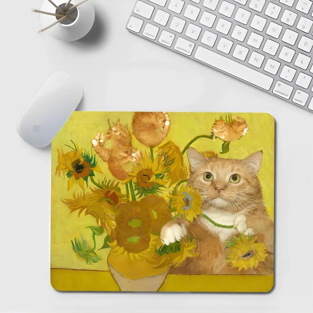 Claude Monet Van Gogh Funny Cat Art DIY Table Mat Student Mousepad Computer Keyboard Pad Games Pad Desk Mat for PC Mouse Carpet