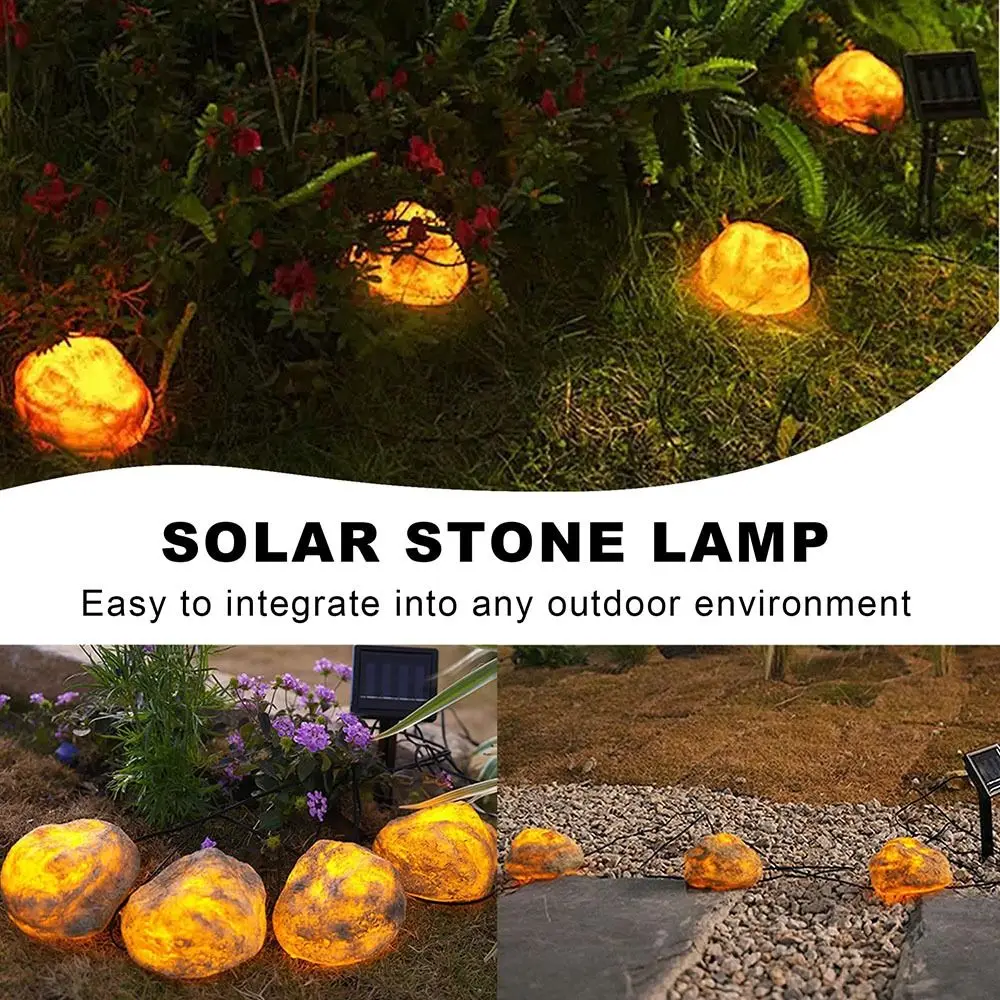 Cobblestone Shaped Solar Stone Lamp Energy Saving Auto on/Off LED Solar Light Waterproof Solar Powered Solar Lawn Lamp Outdoor