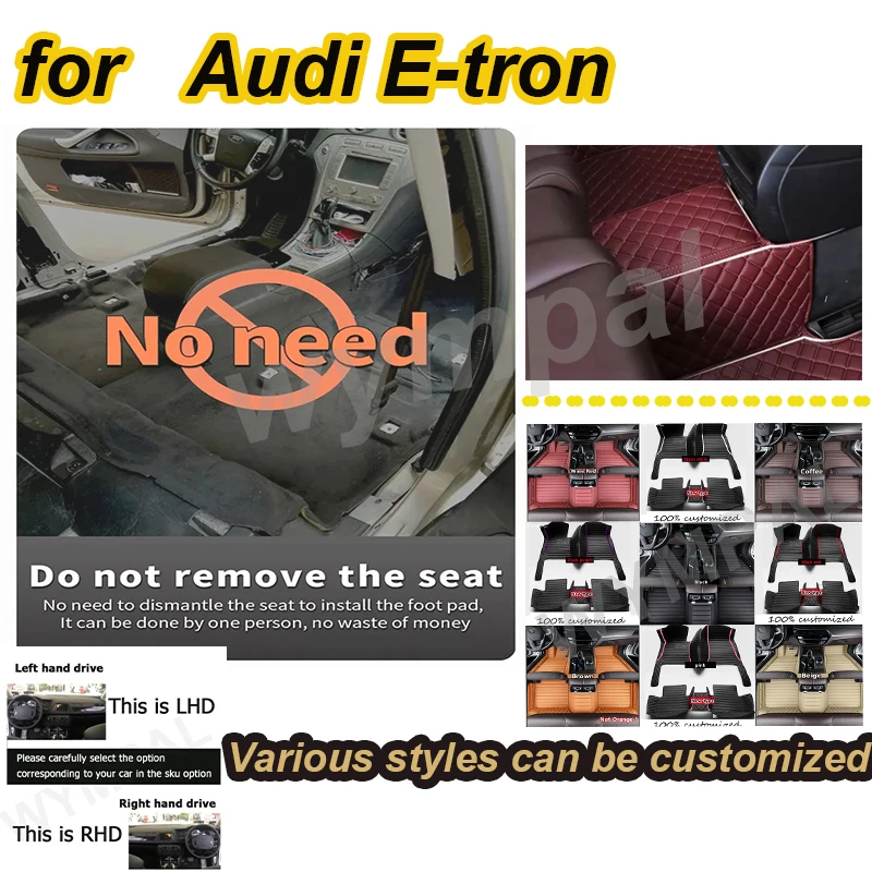 LUXURY Car Floor Mats For Audi E-tron 2018~2022 Luxury Durable Mat Rug Auto Interior Part
