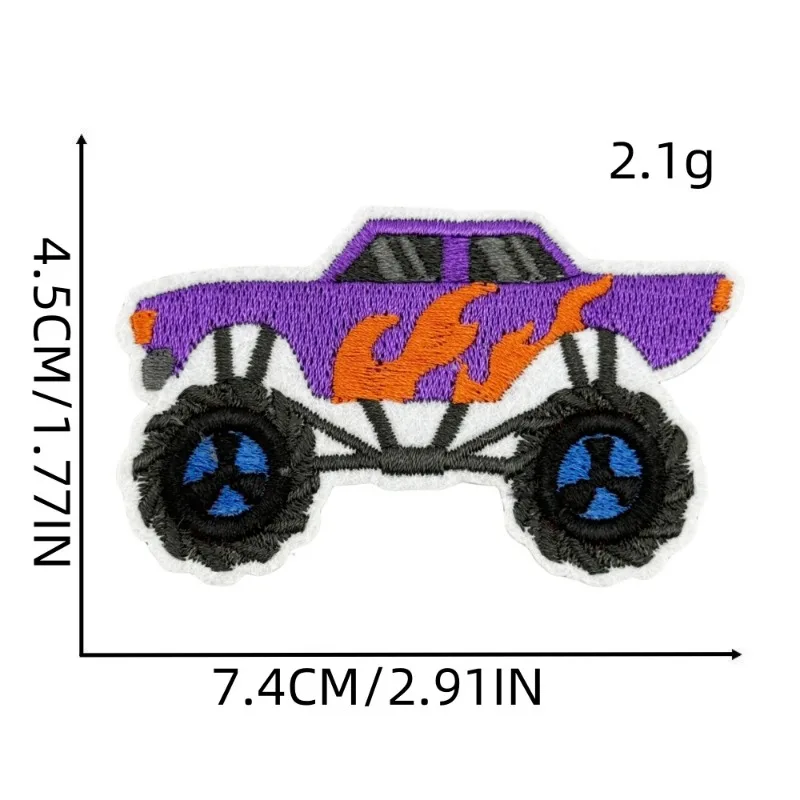 12Pcs Truck Iron on Patches Colorful Racing Car Vehicle Repair Embroidered Applique for Kids Boys Clothing Backpack Hat DIY