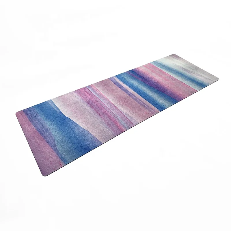 OEM ODM Eco Custom Print Logo Design Natural Rubber Extra Thick Long Colorful Printing Recyclable RPET Suede Rubber Yoga Mat
