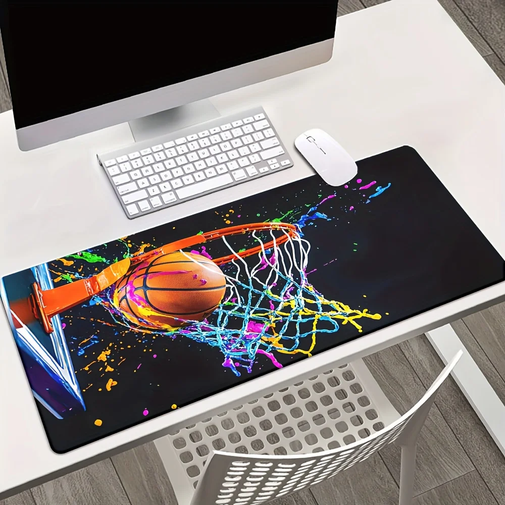 

Basketball and ball stand pattern game mouse pad, thickened anti-slip rubber base, easy to clean, high-definition printing