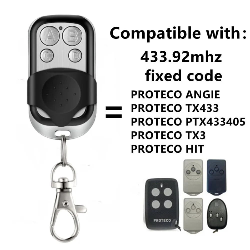 PROTECO ANGIE Garage Remote Control 433.92MHz Fixed Code Transmitter Gate Key Fob