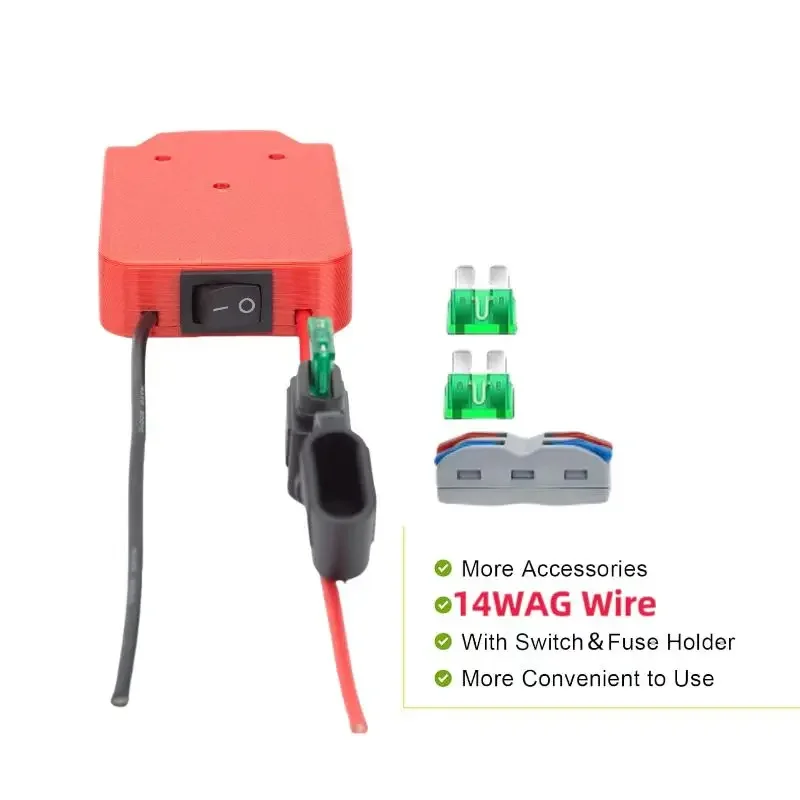 For Parkside X20V TEAM Bttery Power Wheel Connecter DIY Equipped with switch-3 fuse Converte for DIY Remote Control Car Toy