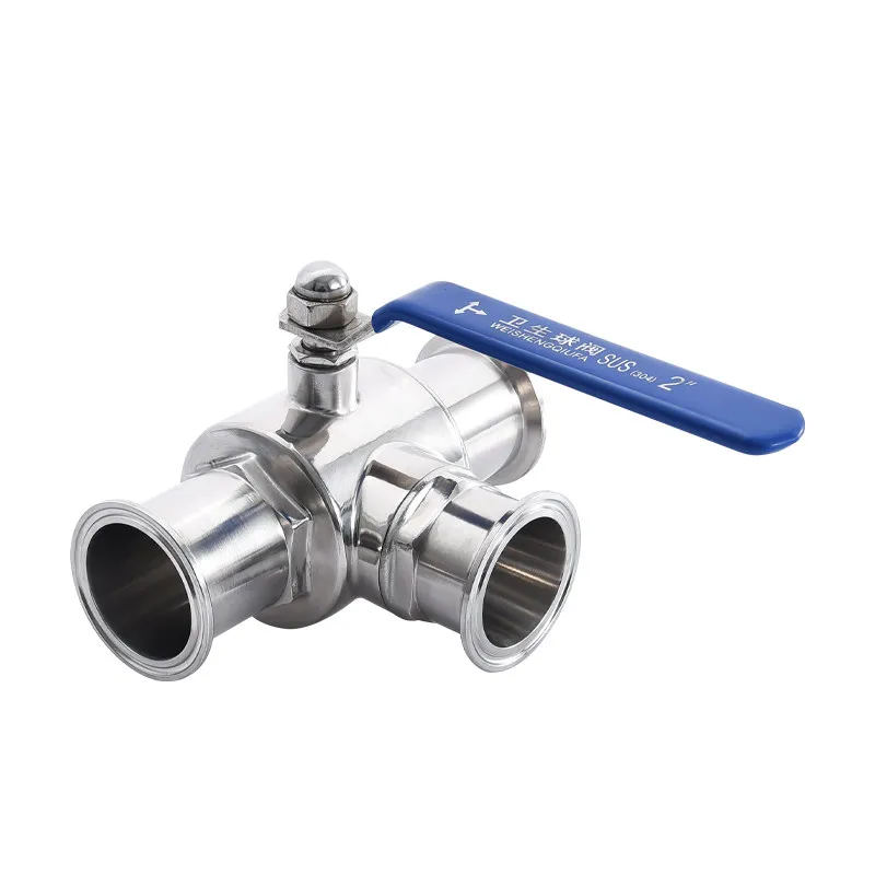 Quick Installation 3-way Ball Valve T-type 316 Valve Food Manual L-type Switch Stainless Steel Clamp Sanitary Grade 304