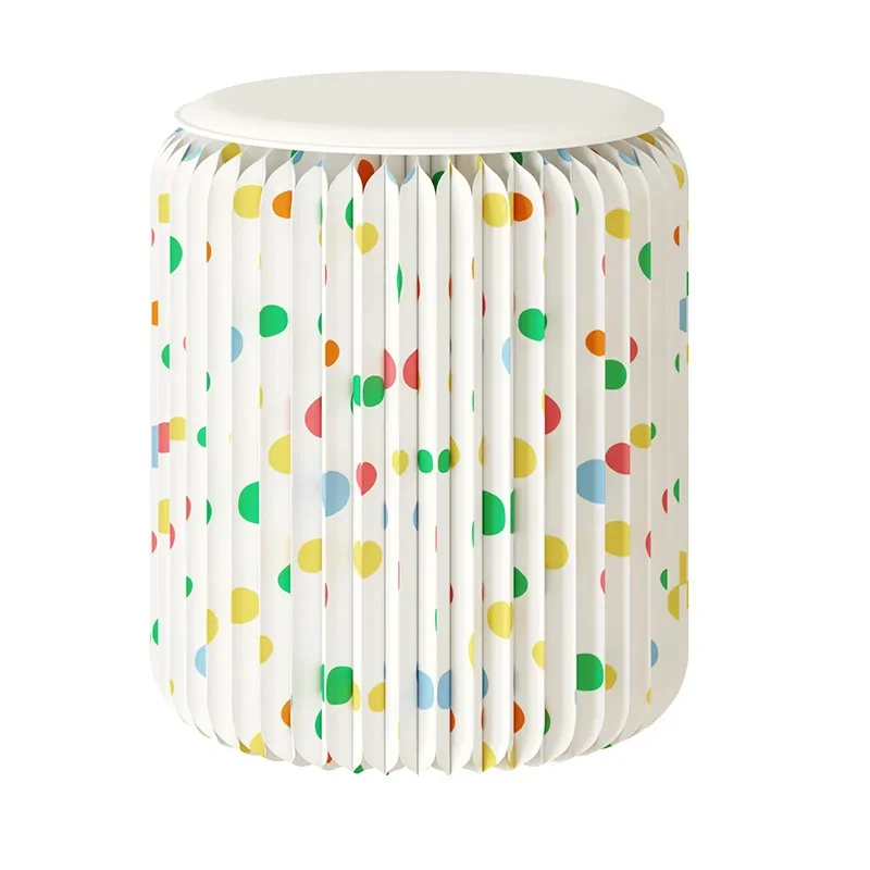 

Household living room low stool foldable storage small plate round polka dot stool