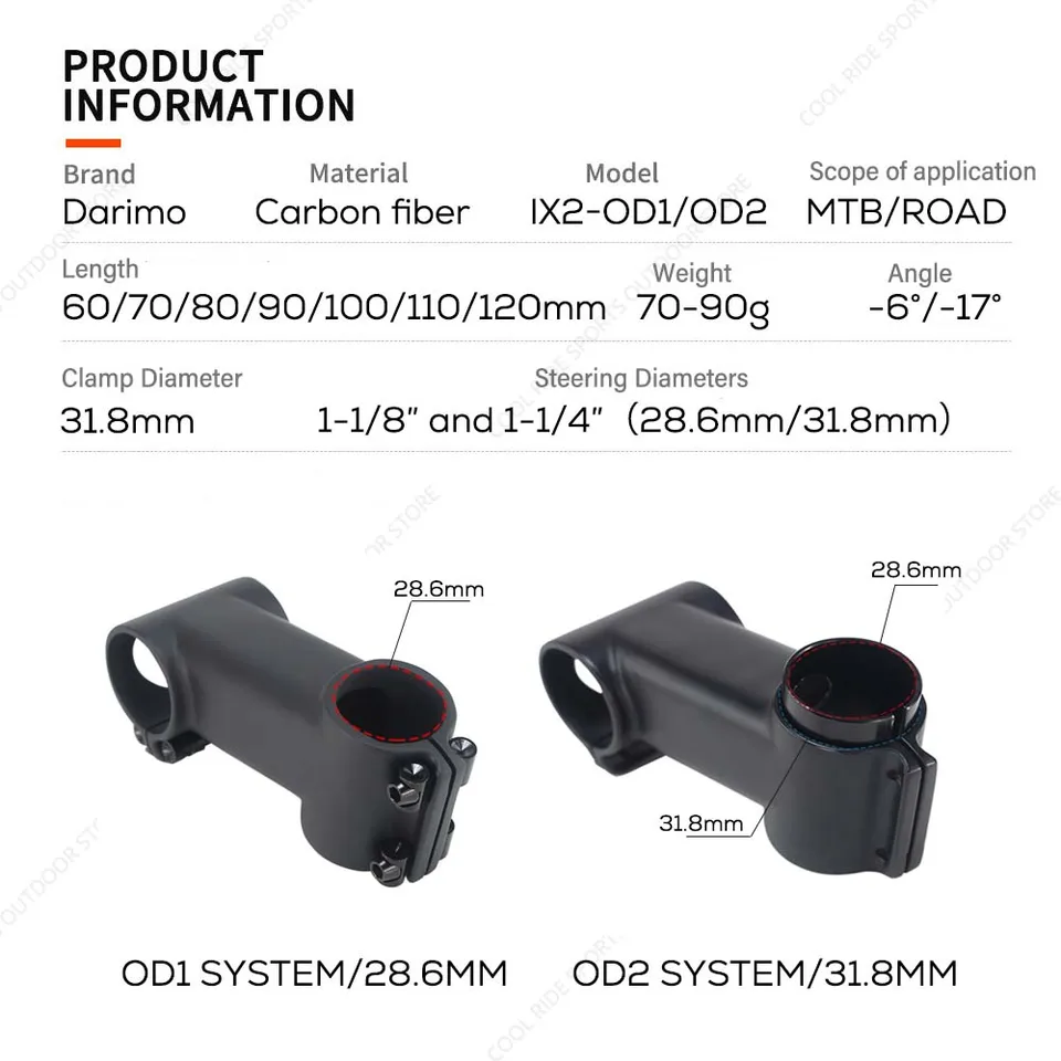 DARIMO IX2 Carbon Fiber Ultralight Stem for MTB/Road Gravel
