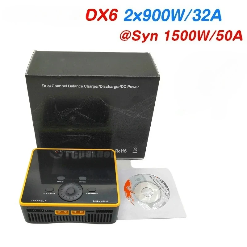 DX6 DC 900W 32A Dual Channel High Power Balance Charger Discharger for LiPo Lilo LiFe LiVH LTO NiZn NiMH NiCd Pb Batter