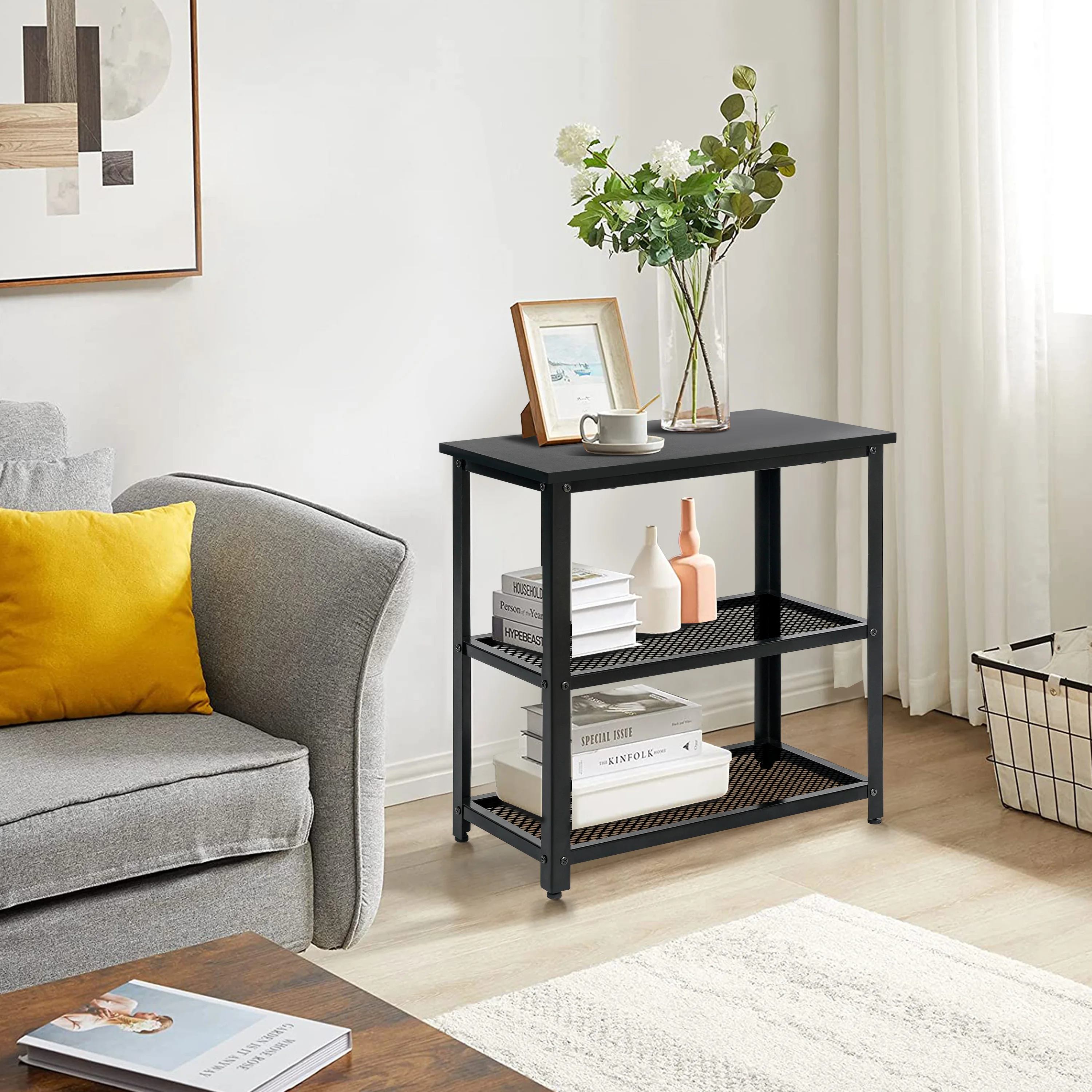 #￥Modern Style 3-Tier Storage Side Table Multi-layer End Table Living Room Accent Side Cabinet Home Furniture DesignerSide Table