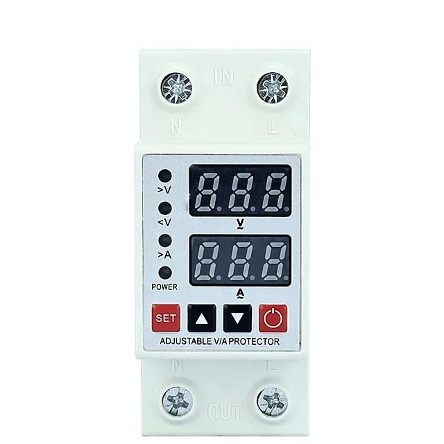 5PCS Ginri 40A 2P 220V Din Rail Adjustable Over Under Voltage Protectors
