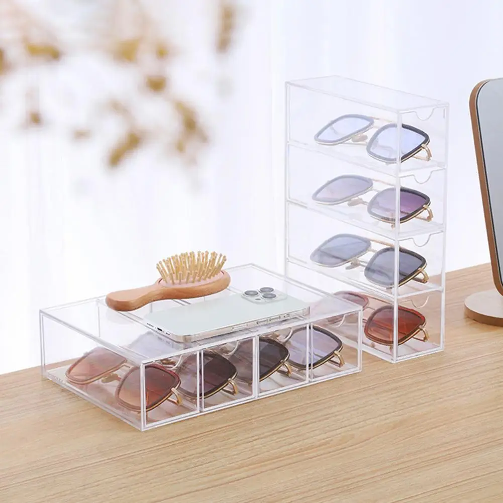 

Eyeglasses Organizer Sunglasses Display Case Capacity Eyeglass Sunglass Storage Box with Lid Stackable for Glasses