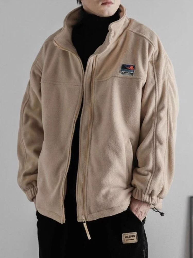 

Мужское флисовое хлопковое пальто цвета хаки в японском стиле с утолщенным воротником-стойкой, рабочая одежда, куртка для отдыха