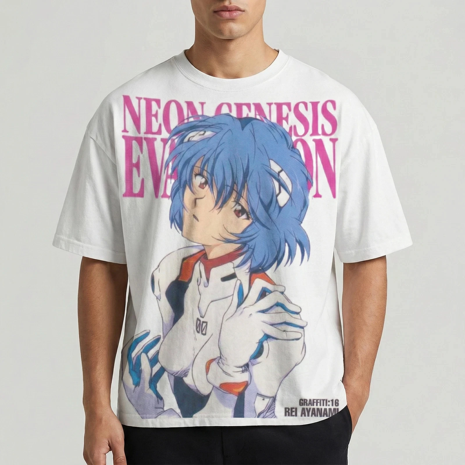 

Футболка Evangelion Anime Rei Ayanami белая с DTG-печатью из плотного хлопка, с коротким рукавом, для мужчин и женщин