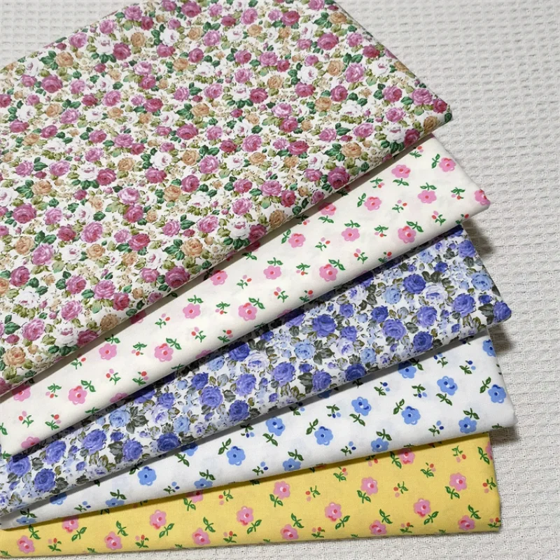 160x50cm Pastoral Flowers Small Floral Bright Yellow Cotton Twill  Bedding Dress Handmade Shell Fabric Sewing Fabric