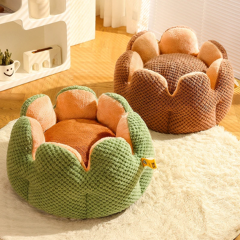 Luxury Comfortable Cactus Petal Cat Bed Anti-slip Washable Warm Fleece Indoor Sleeping Soft Round Pet House Beds and Furniture