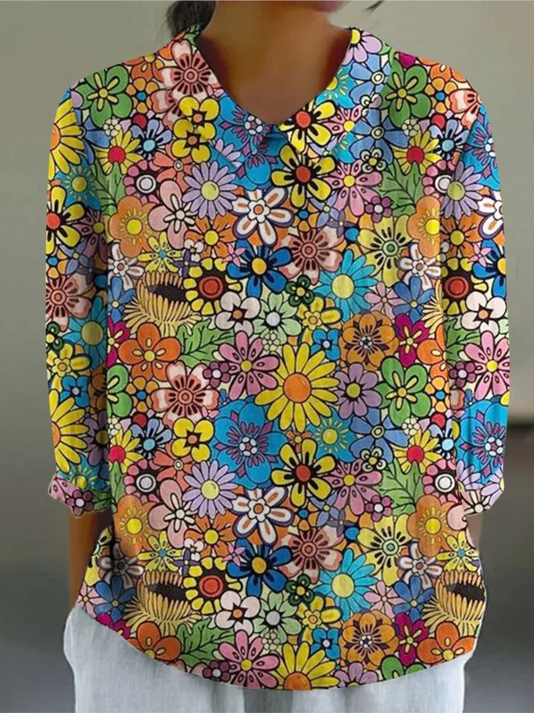 Chemise à manches longues à imprimé floral pour femmes, col beurre, style chinois rétro créatif, mode printemps et automne, nouveau, 2024