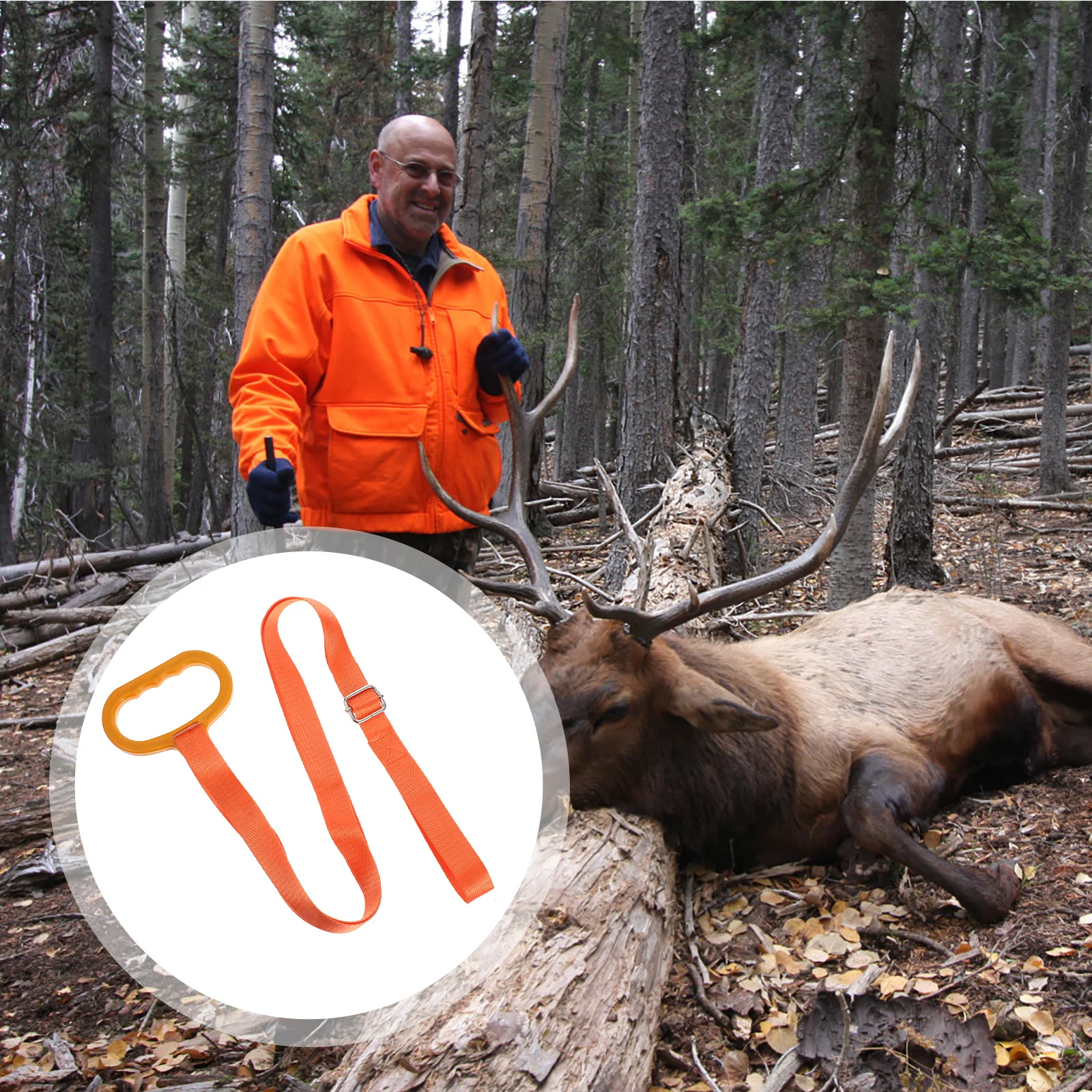 

Harness Adjustable Deer Drags Rope Strap Hunting Daily Use Dragging Kit Orange Accessories