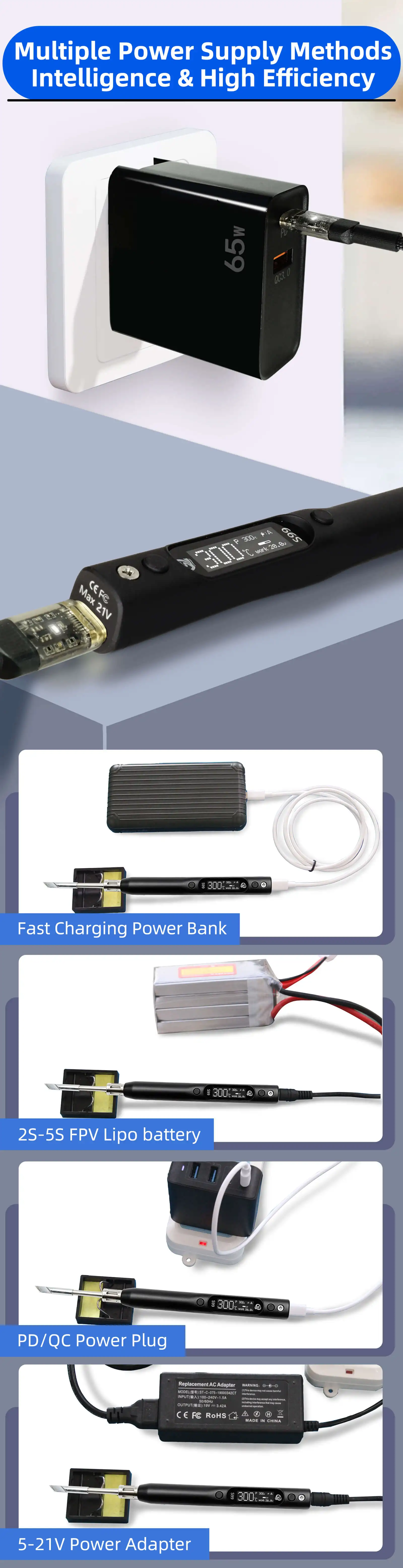 SEQURE S99 Repair Tool High Power 75W/150W Soldering Iron with C245 Tip Compatibility Anti-Static Welding Pen for Drone RC Model