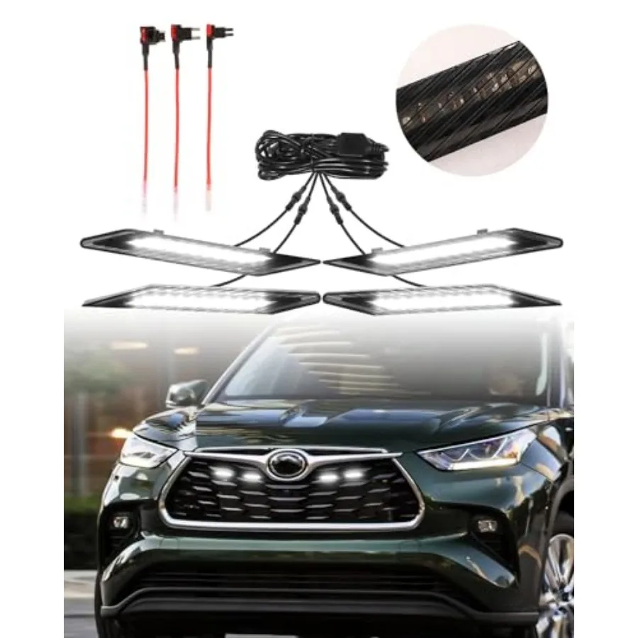 

Светодиодные фонари для решетки радиатора Toyota Highlander 2020-2024, передние фары Raptor, аксессуары для Highlander, 4 шт.