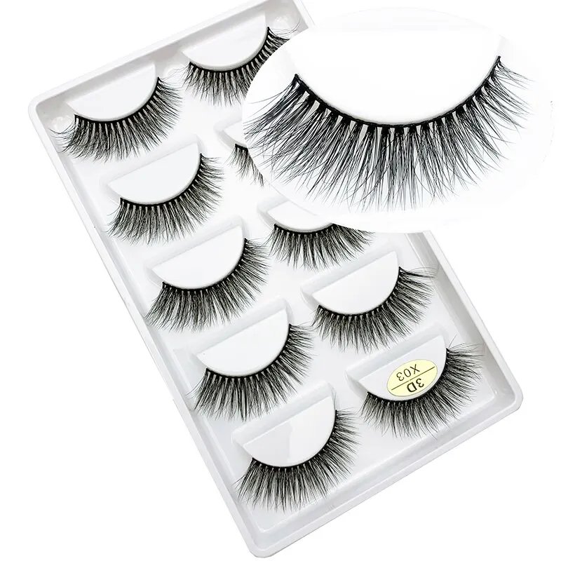 Flash Girl The most popular 3DX E series 5pairs/set 3D mink False EyeLashes 5 Pairs 3D Natural Long faux mink Eyelashes