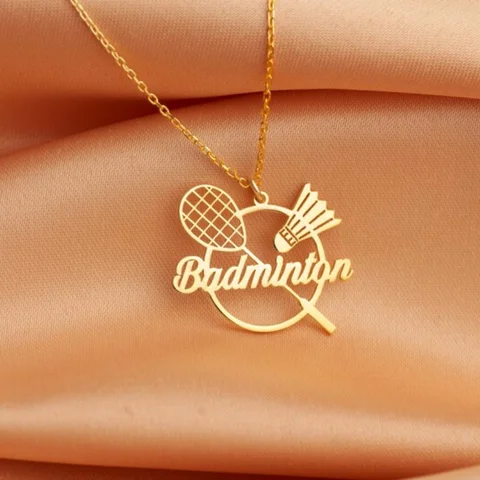 Collar con colgante de nombre personalizado para bádminton, joyería deportiva, dije de tenis, volante, joyería para raqueta, regalos de cumpleaños