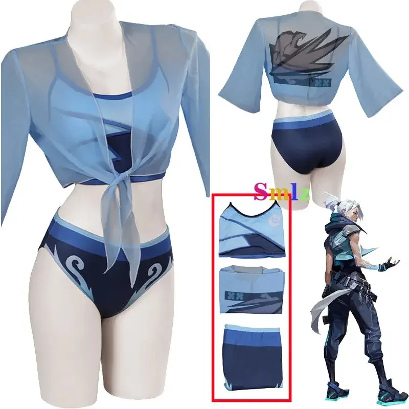 

Jett cosplay swimsuit anime valorant cosplay costume women sexy tube tops shorts swimwear Halloween Carnival party outfits