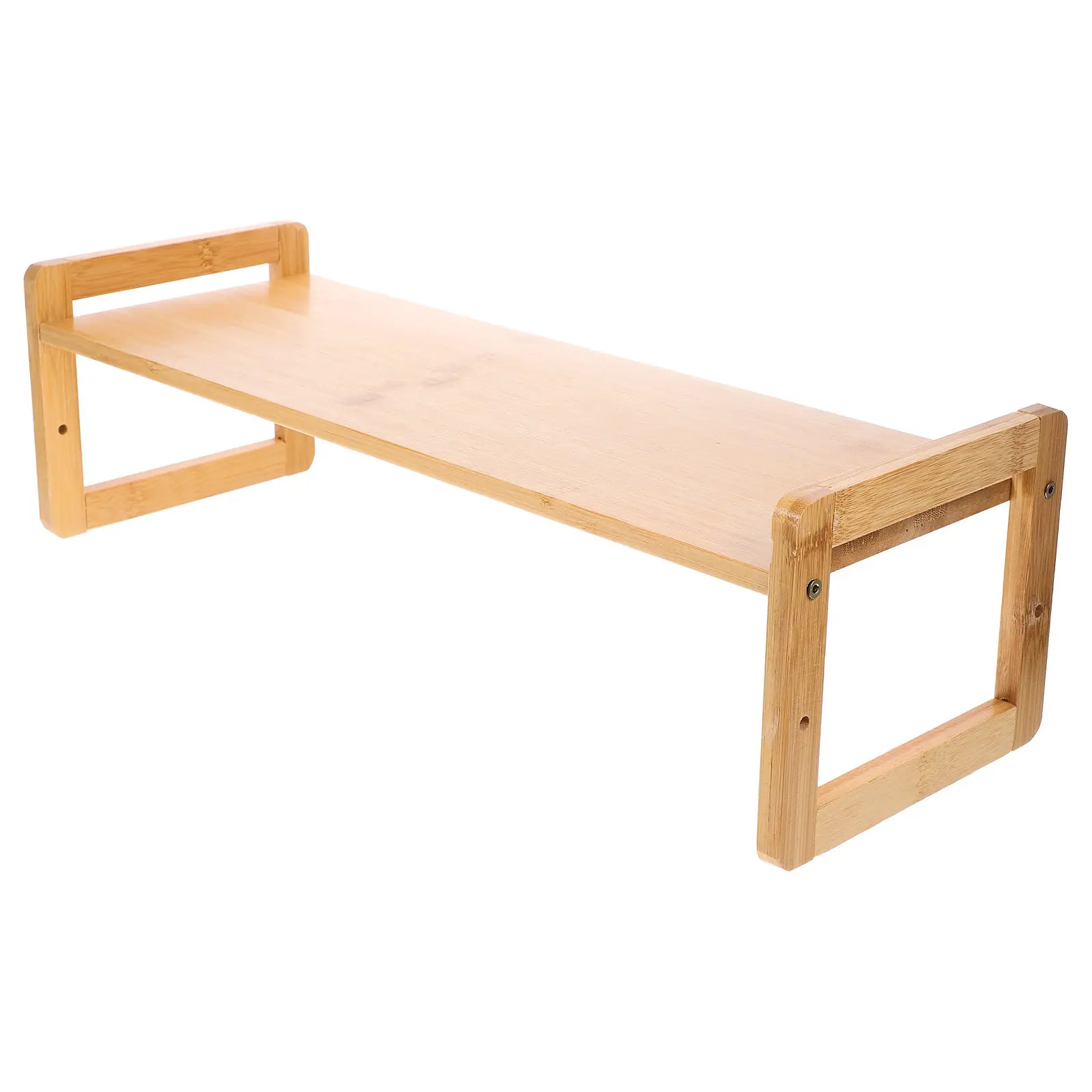 Bamboo Desktop Monitor Riser Stand Multi Functional Computer Laptop Shelf Detachable Space Saving Ergonomic Desk Storage