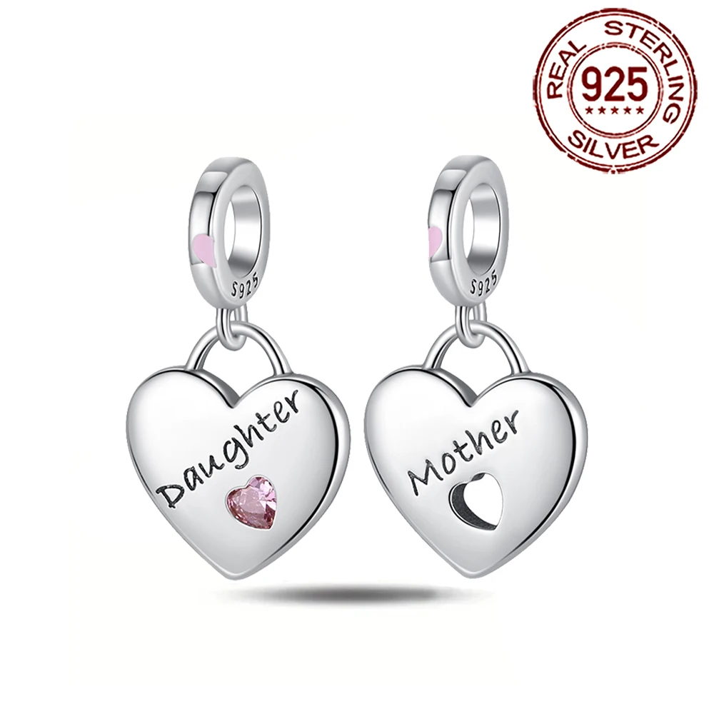 

Ahthen 925 Sterling Silver Hot Sale Beads Mother and daughter Charm fit Snake Chain Bracelets Necklaces for Women Jewelry Making