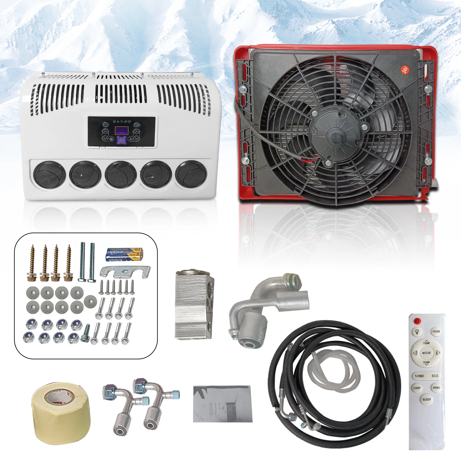 

Treeligo Car Air Conditioner 12V Electric Parking Air Conditioner Truck RV SUV and Construction Vehicles Air conditioning