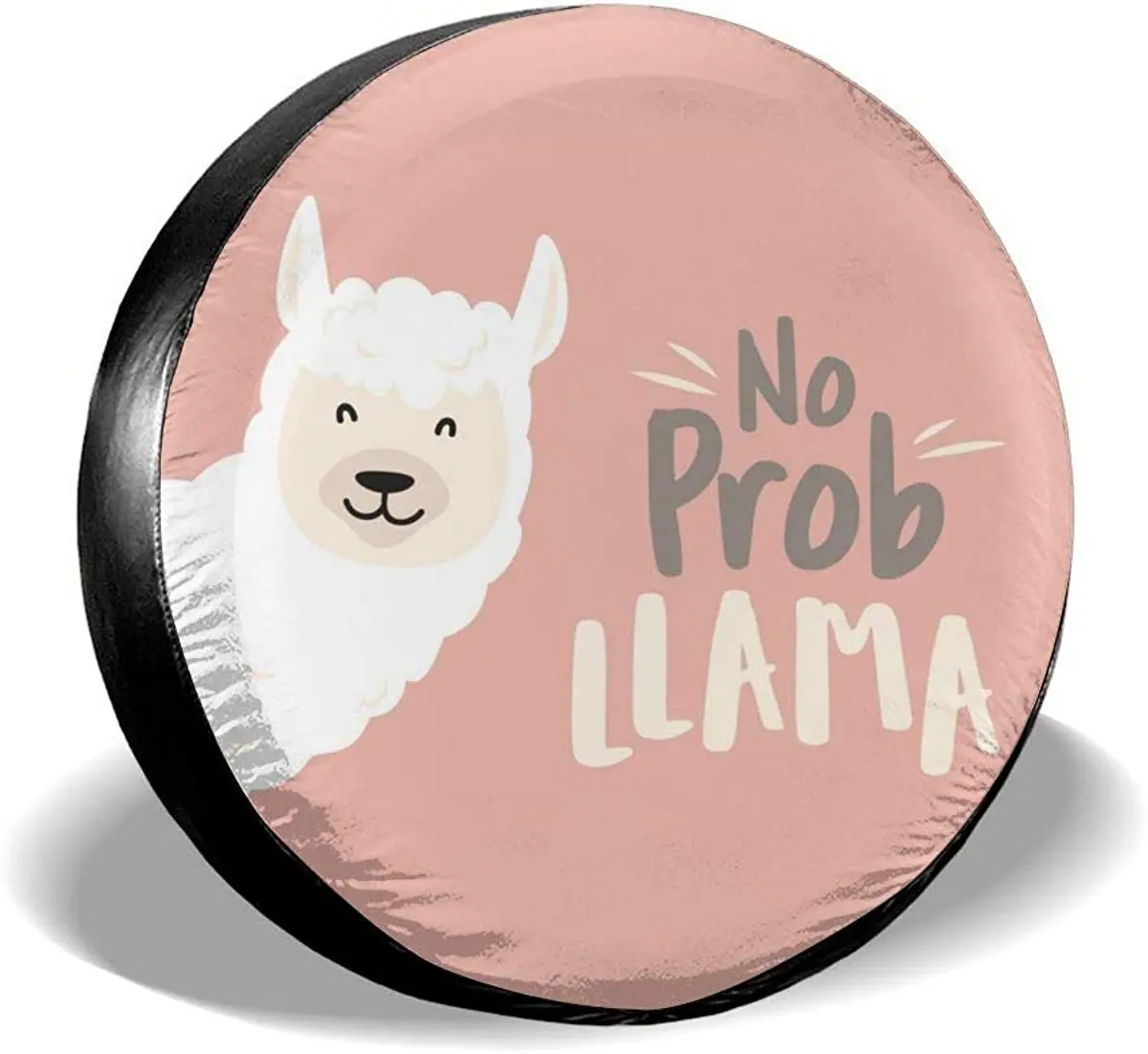 

Moslion Llama Tire Covers Cute Cartoon Animal Baby Llama with No Prob Llama Motivational Quote Universal Spare Wheel Covers for