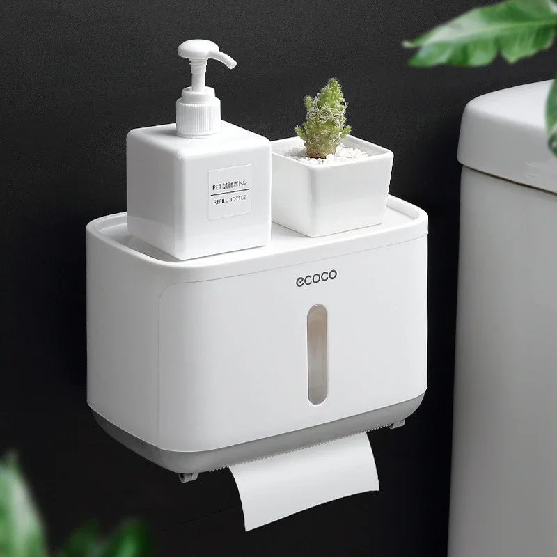 

Toilet Paper Holder Waterproof Portable Restroom Tissue Box Wall Mounted Bathroom Shelf Napkin Holder Bathroom Accessories