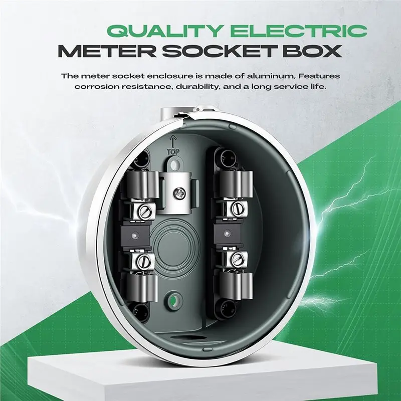 [NEWA08R】 Meter Socket 100A, 4-Jaw 240V Single Phase 3-Wire Meter Base With Horn For Overhead Or Underground Systems