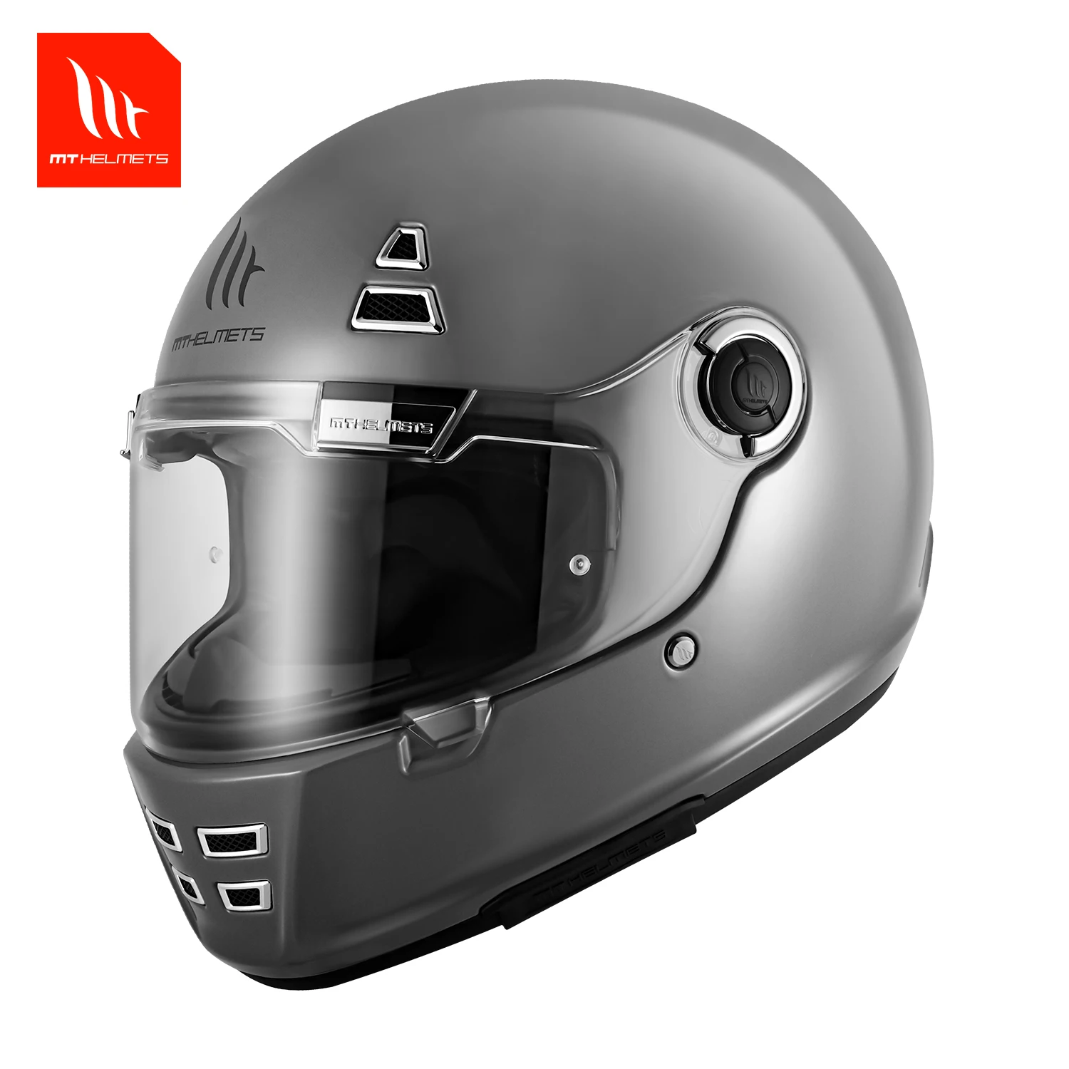 

MOTORCYCLE MT HELMET JARAMA A2 GLOSS SOLID CEMENT GREY VENTILATION INTERNAL D-RING BUCKLE S-3XL