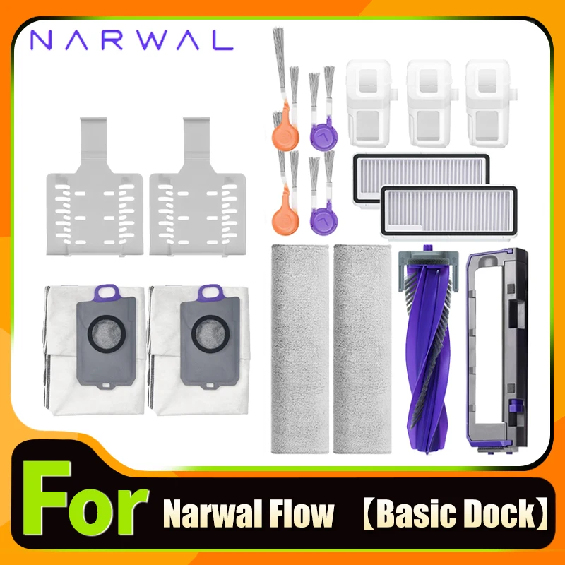 Accessories for Narwal Flow Basic Dock Vacuum Main Side Brushes Mop Cloths HEPA Filters Dust Bag Replacement Spare Parts