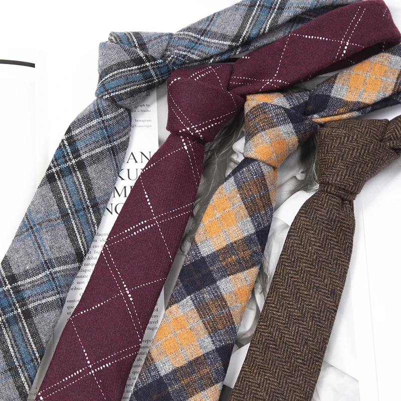 Mens Ties Classic Handmade Wool Tie for Men Fashion Gifts Necktie Striped Narrow Collar Cashmere Party Casual Tie Accessories