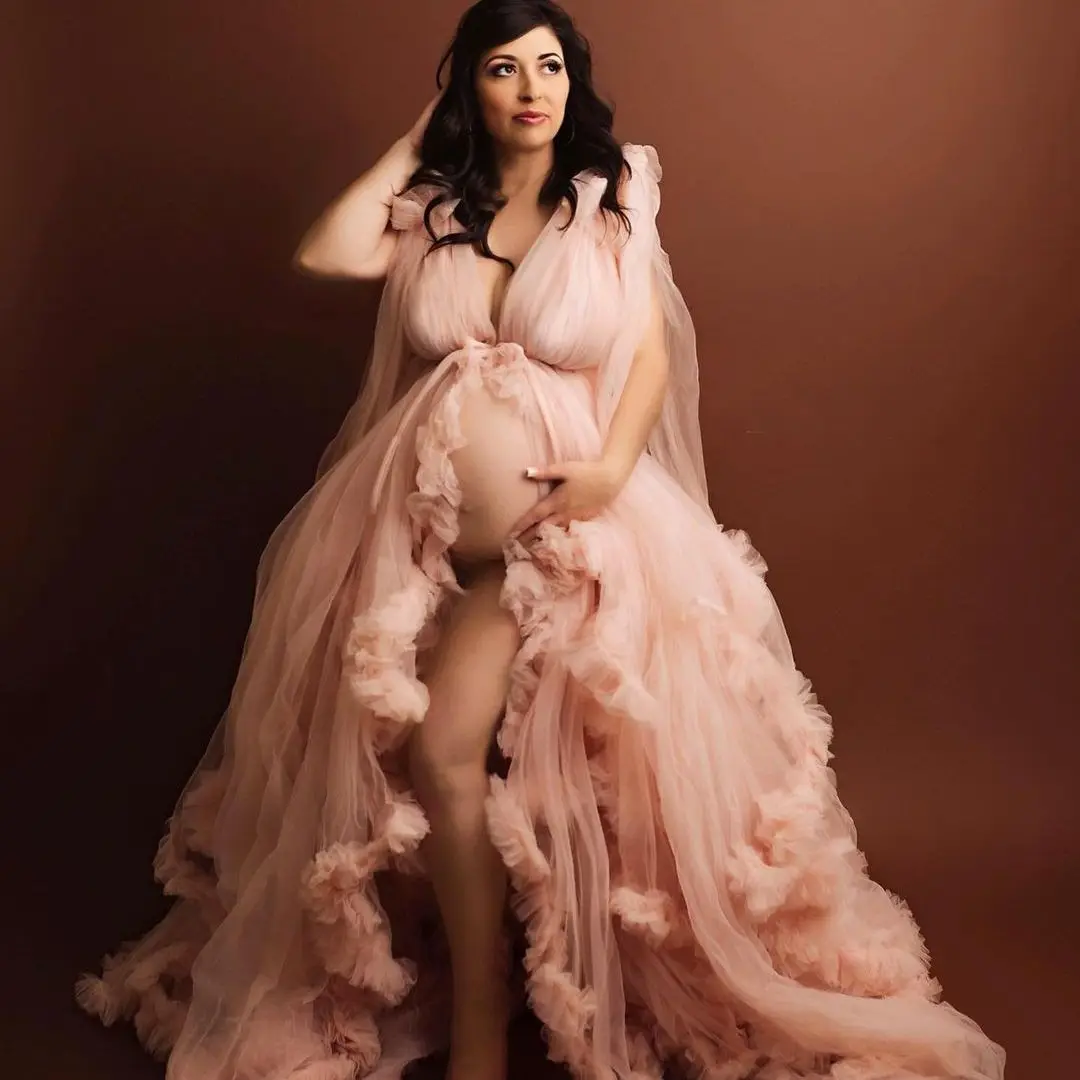 Robe de Rhen tulle à col en V pour femmes, robe de douche de bébé avec rond, magnifique, 2023