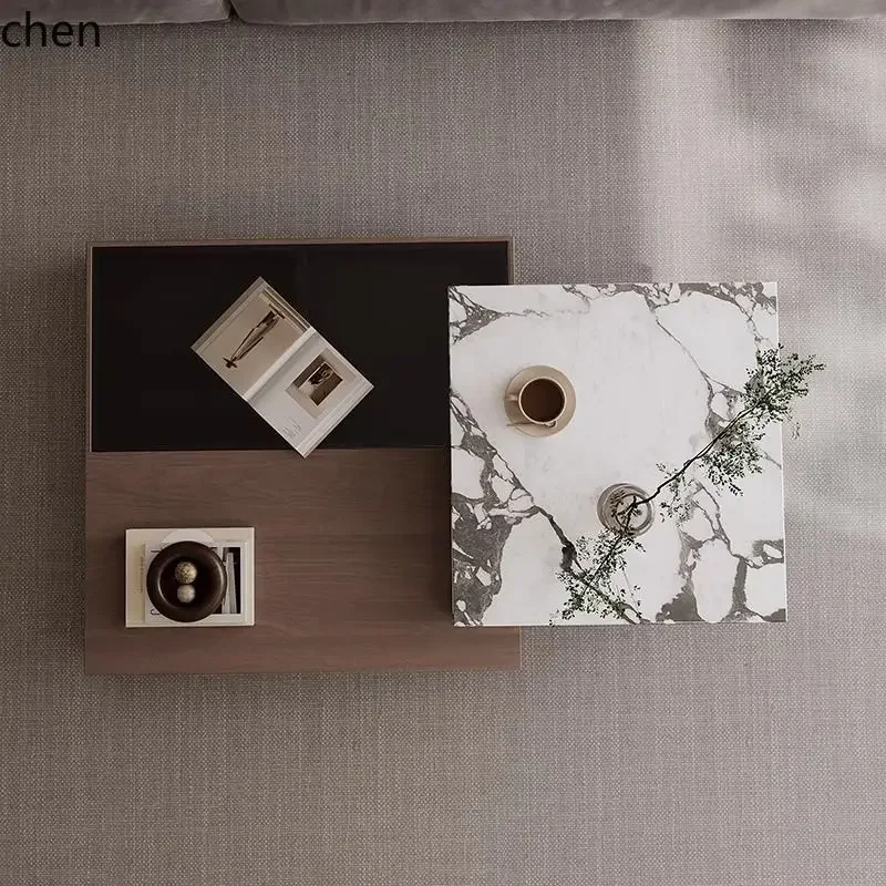 DSA-- Slab Coffee Table High-End Feel Home Small Apartment Solid Wood Coffee Table New Model Coffee Table