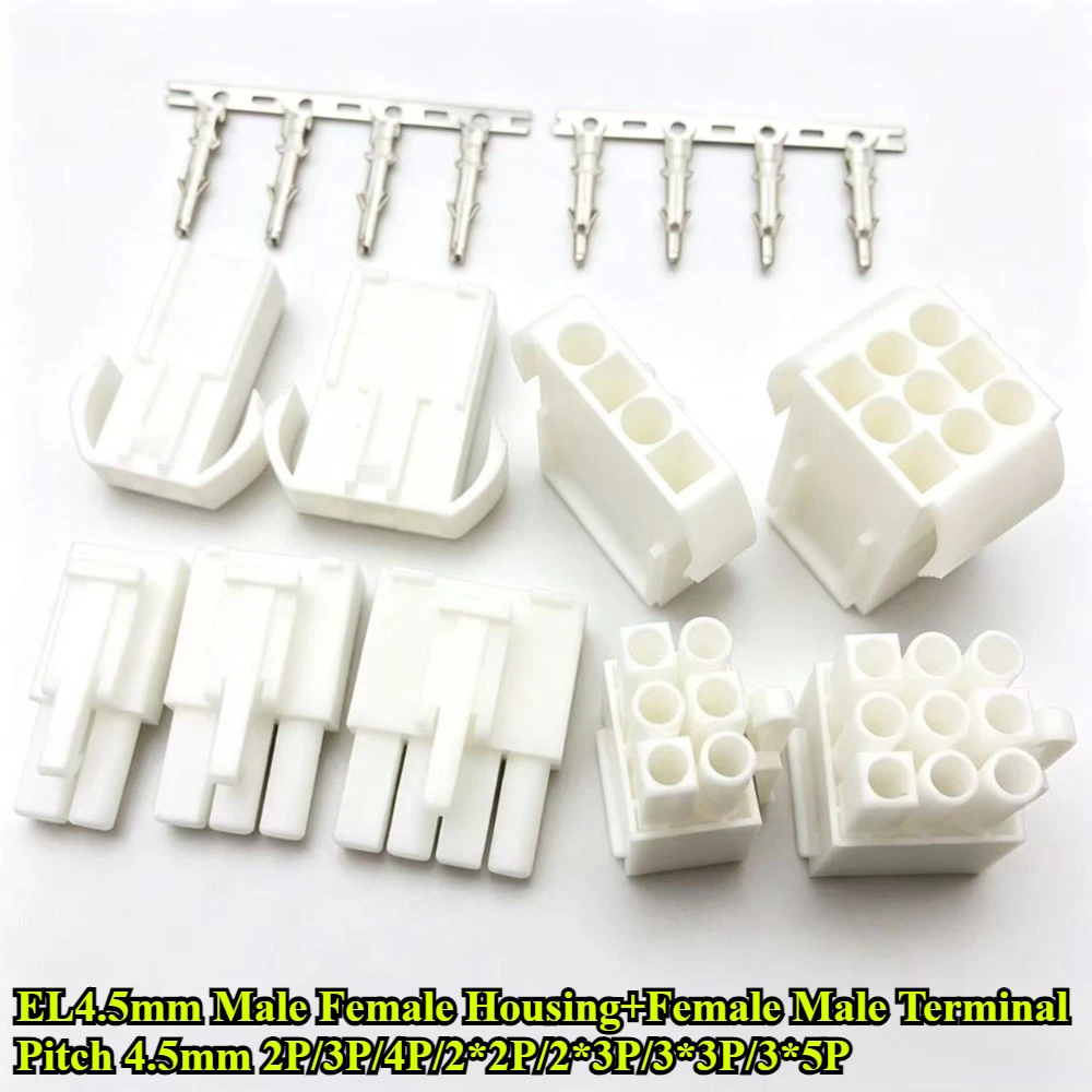20Sets EL Small Tamiya Electronic Connector Pitch 4.5mm EL2P/3P/4P/2*2P/2*3P/3*3P/3*5P Male Female Housing+Female Male Terminals