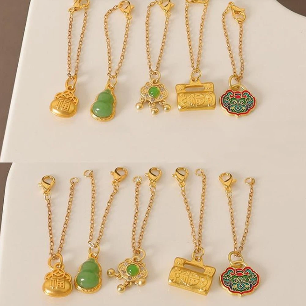 

1/6 Miniature Simulation Necklace Dress Up Blessing Mini BJD Jade Buckle Necklace Chinese Beauty DIY Mini Jade Gourd Necklace