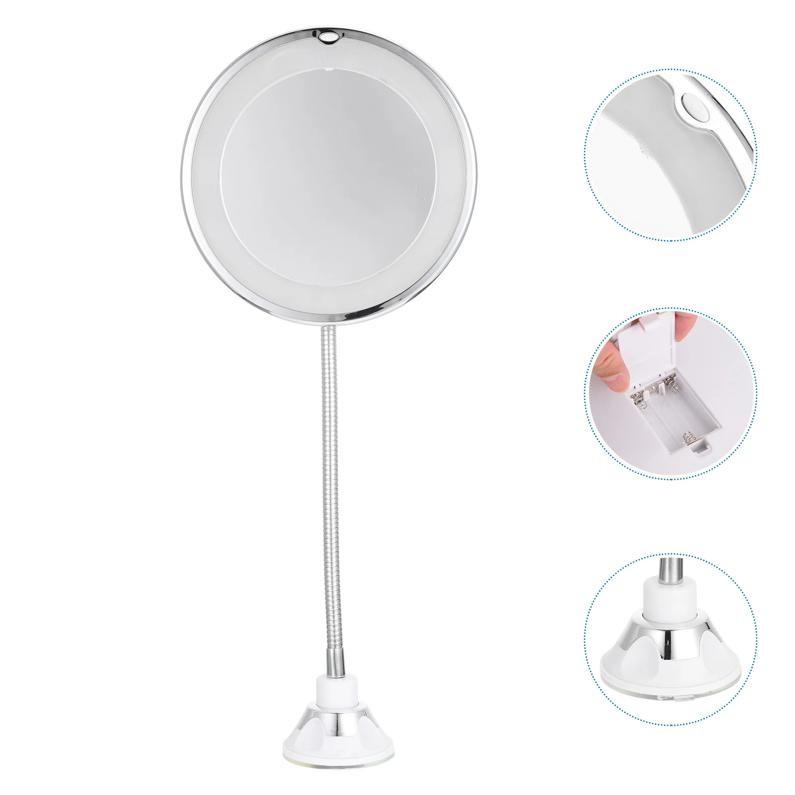 

10 X LED Vanity Light Gooseneck Makeup Cosmetics with Suction Magnifying Plastic Bathroom