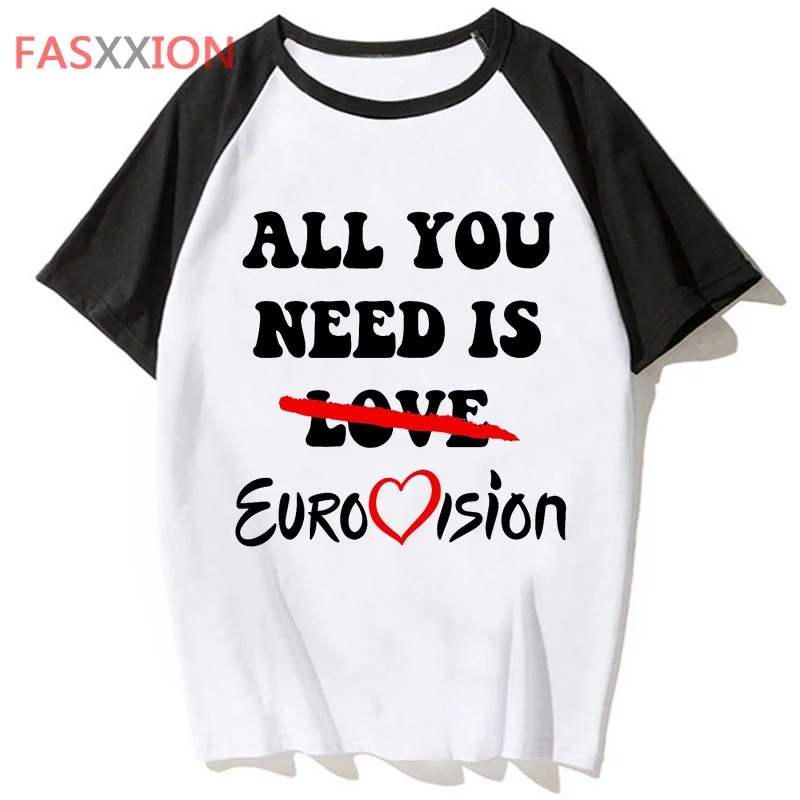 Camiseta con estampado de Eurovision para hombre, ropa de calle divertida, top de manga