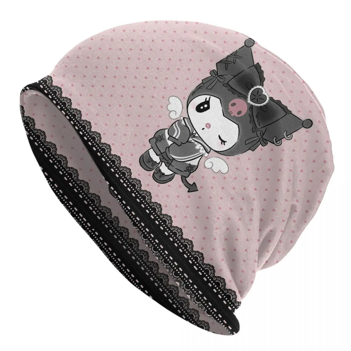 

Cute Cartoon Kawaii Kuromi Caps Cool Unisex Street Skullies Beanies Hats Spring Warm Dual-use Bonnet Hat