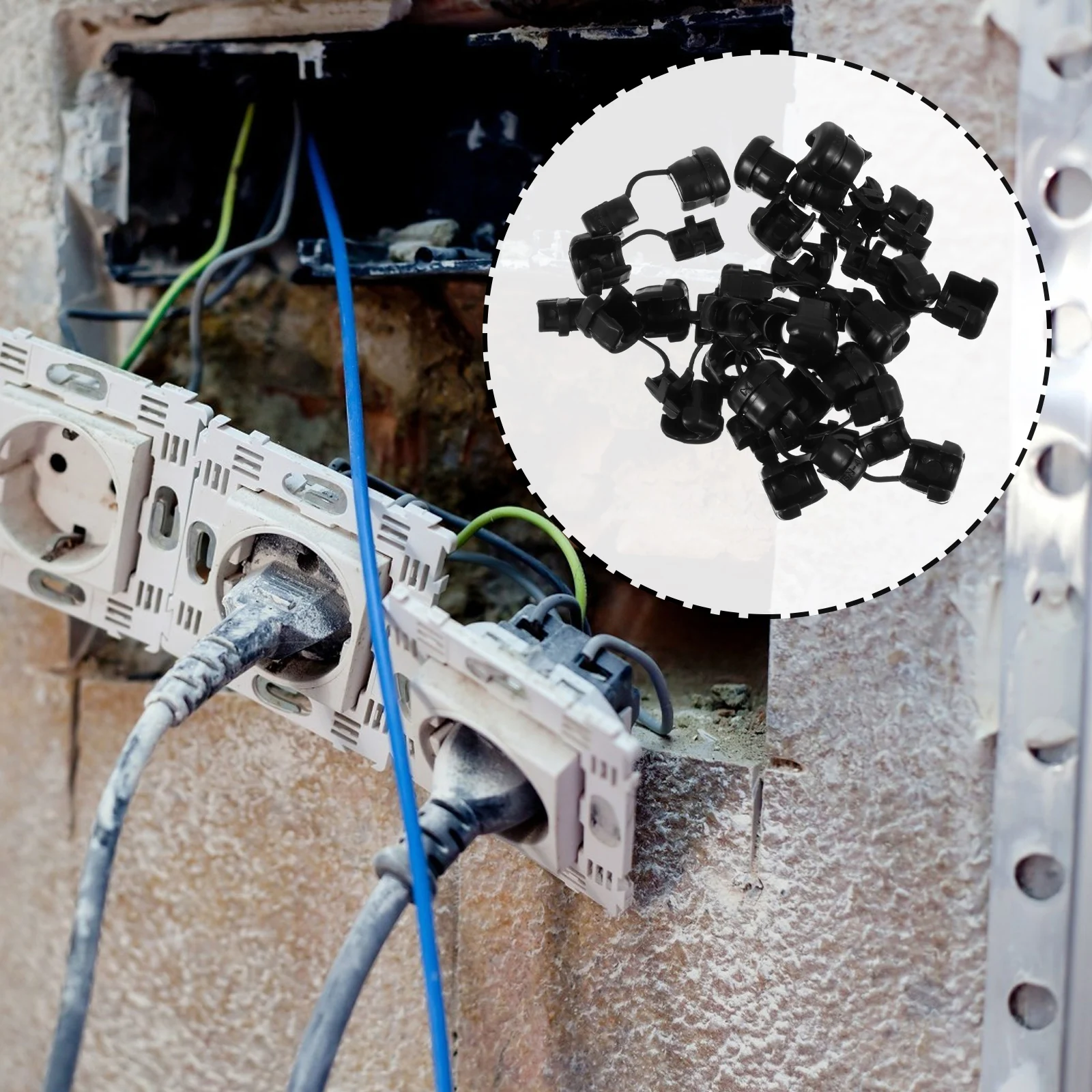 

50Pcs Power Cord Buckle Nylon Cable Strain Relief Bush for Wire Protector Round Grommet Cable Grip Insulation Protection