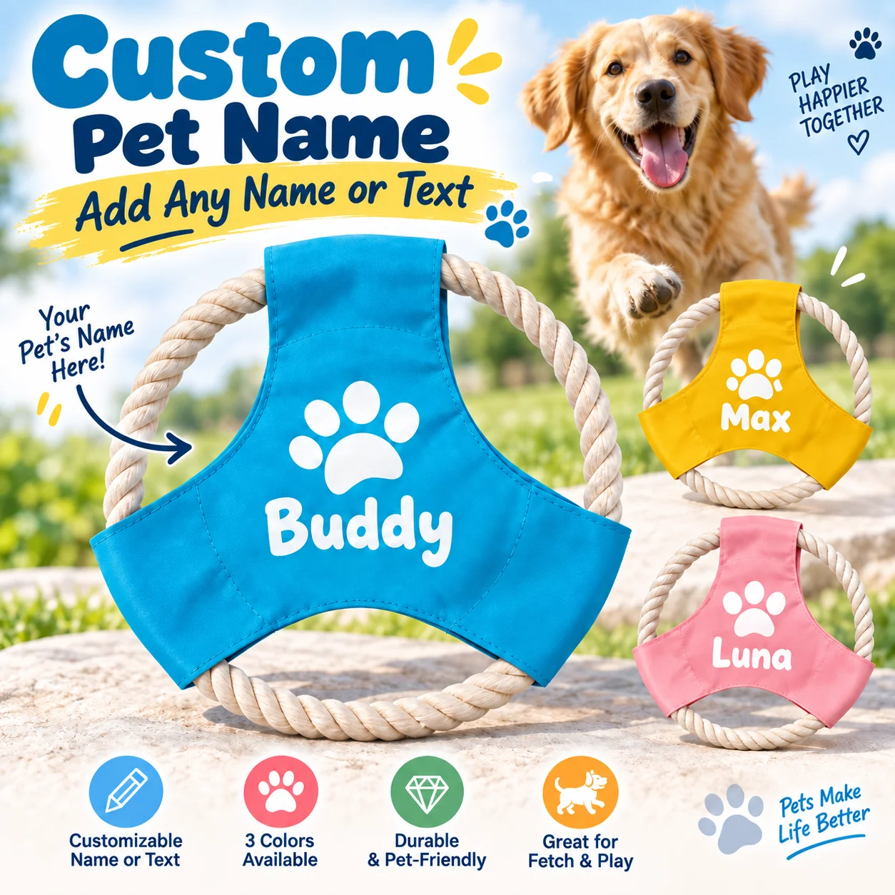 Flying Disc Dog Training Toy - Disco Volador para Perros con Nombre