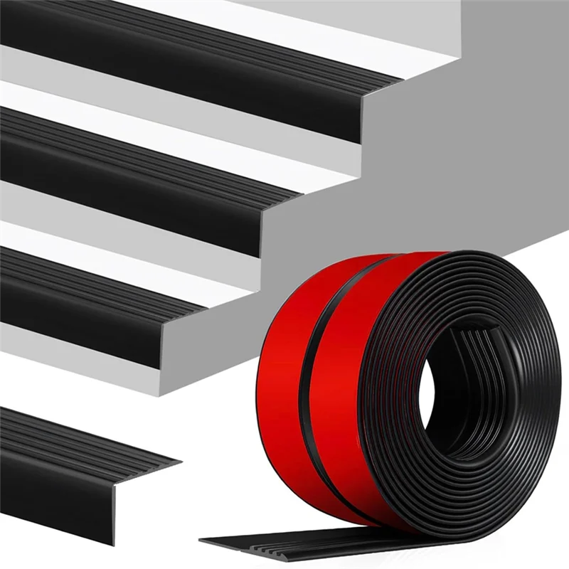 DHDL Stair Edge Protector Vinyl Staircase Step Edge Protector For Outdoor Indoor Black
