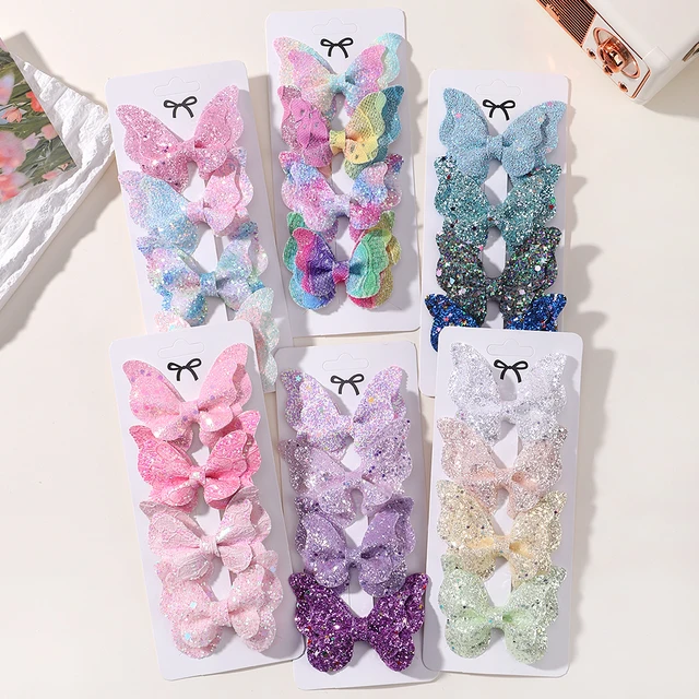 2/4/5 sztuk dziewczyny śliczne cekiny podwójny motyl klips do włosów kokarda spinki do włosów DIY nakrycia głowy kokarda Decor Hairgrip akcesoria do włosów dla maluchów