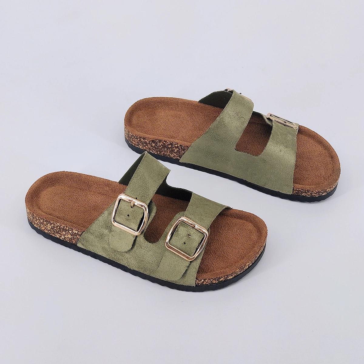 Zapatillas planas de corcho con hebilla de moda para verano, hombres y mujeres, hebilla de playa, zapatillas de ocio al aire libre versátiles a la moda
