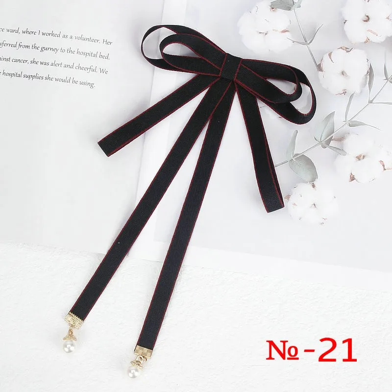 Perle Band Brosche Pin Frauen Fliege Vintage Schule Mädchen Weiß Kragen Schmuck Bowknot Shirts Krawatte Candy Farbe Rot Schmetterling – Detail 21